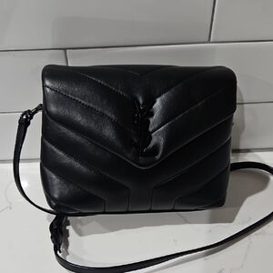Yves Saint Laurent Black Chevron Crossbody Bag